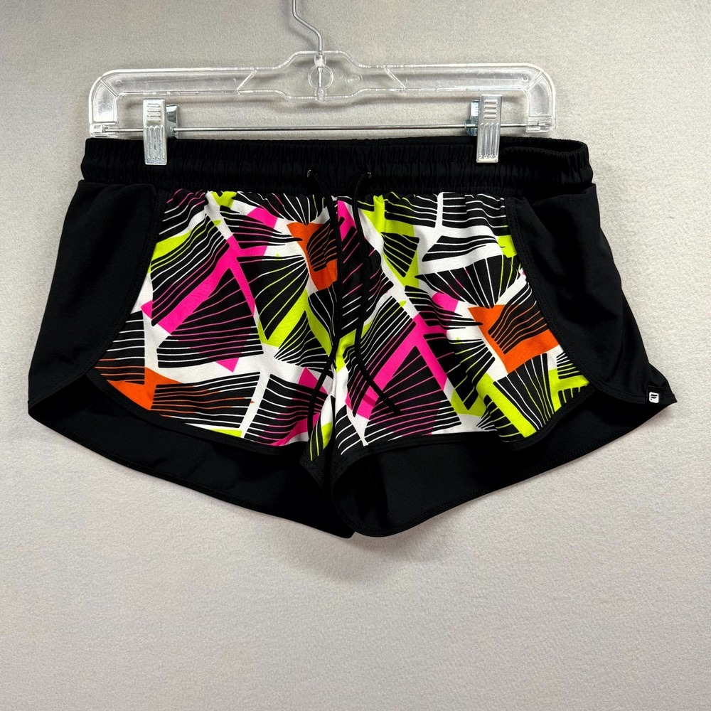 Fabletics Carrie Active‎ Shorts Womens Small Black Geometric Fitness 90's Retro